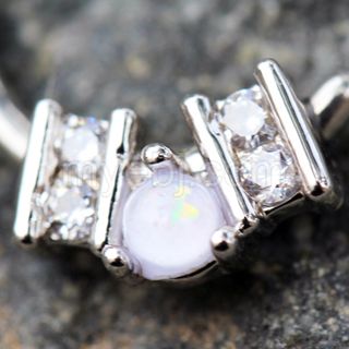 316L Stainless Steel Ornate Multi-Jeweled Seamless Ring / Septum Ring
